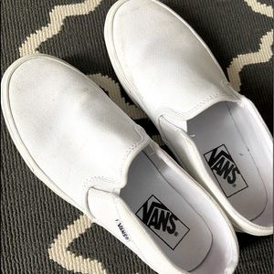 Vans white slip ons size 8!